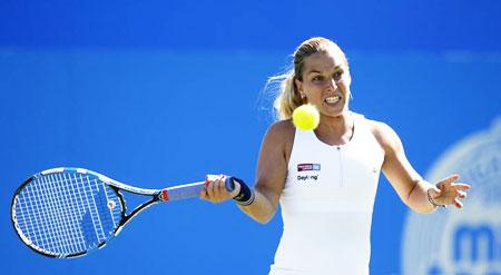 Slovakia's Dominika Cibulkova in action during the Aegon International semi-final in Devonshire Park, Eastbourne, on Saturday