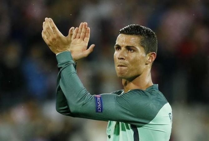 Portugal's Cristiano Ronaldo applauds fans