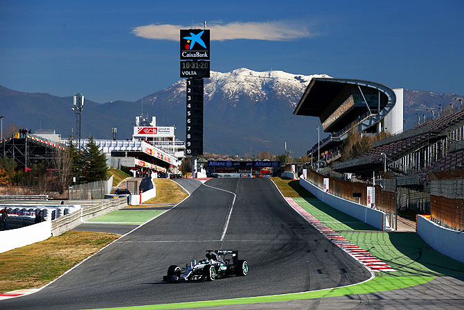 Mercedes GP's German driver Nico Rosberg in action during day one of F1 winter testing at Circuit de Catalunya in Montmelo, Spain, on Tuesday