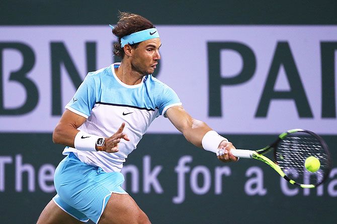 Spain's Rafael Nadal in action against Luxembourg's Gilles Muller on Sunday