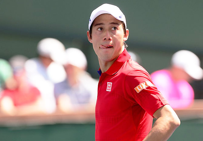 Japan's Kei Nishikori during his 3rd round match against USA's Steve Johnson