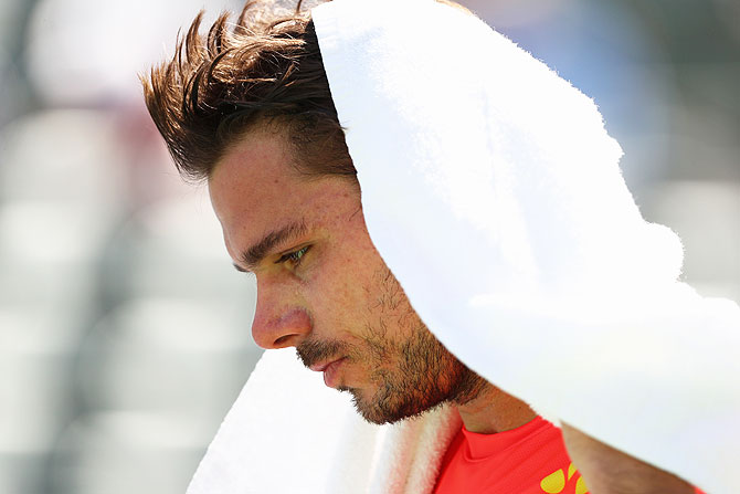 Switzerland's Stan Wawrinka wears a worried look