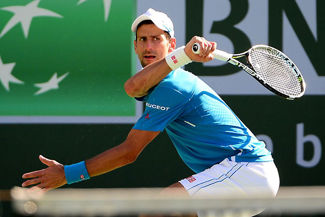 Serbia's Novak Djokovic during his quarter-final match against France's Jo-Wilfred Tsonga