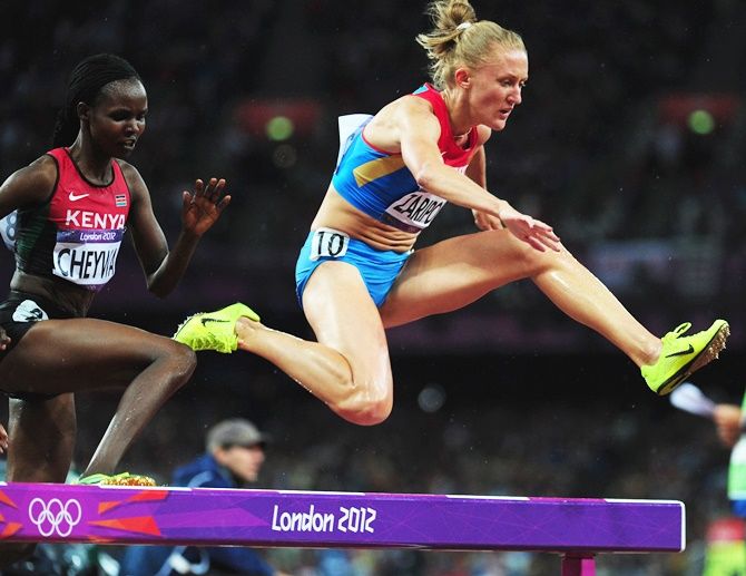 Russia's Yuliya Zaripova in the Women's 3000m Steeplechase final at the 2012 London Olympics