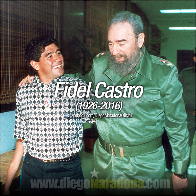 Former Argetina captain and coach Diego Maradona with Fidel Castro