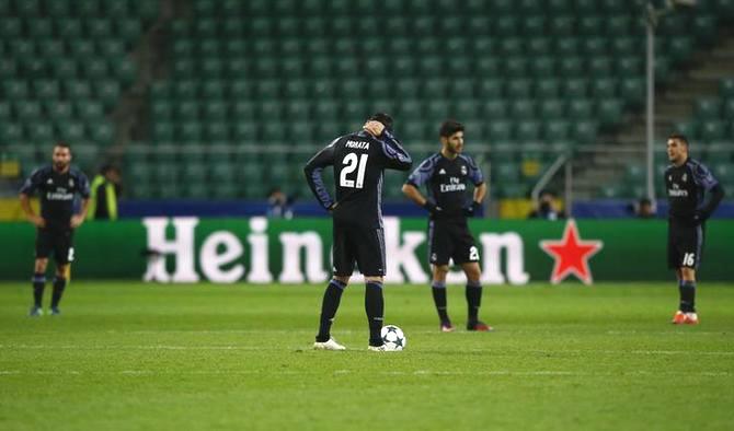 Madrid players reacts after their Champions League  match against Legia Warsaw at Polish Army Stadium, Warsaw, Poland on Wednesday