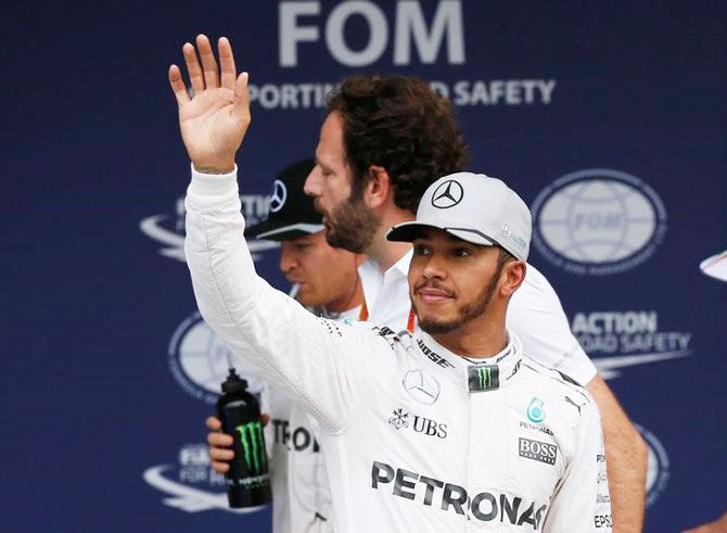 Mercedes' Lewis Hamilton of Britain after the qualifying session at the Japanese GP at the Suzuka Circuit in Japan on Saturday