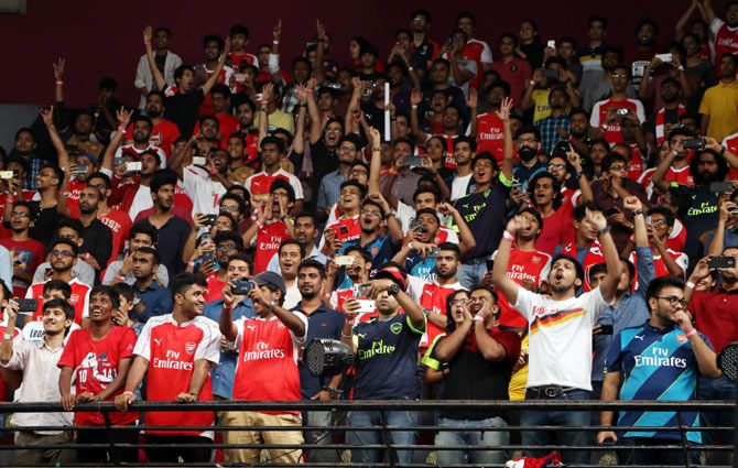 The auditorium at the NSCI was packed as Arsenal fans came to catch a glimpse of their hero