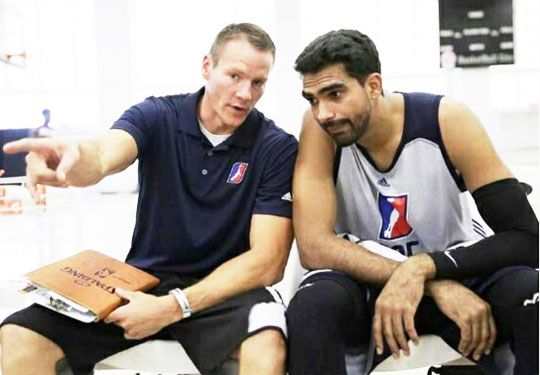 India's Palpreet Singh (right) with one of the scouts