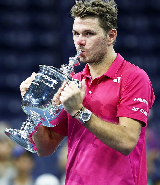 Stanislas Wawrinka with 2016 US Open Trophy