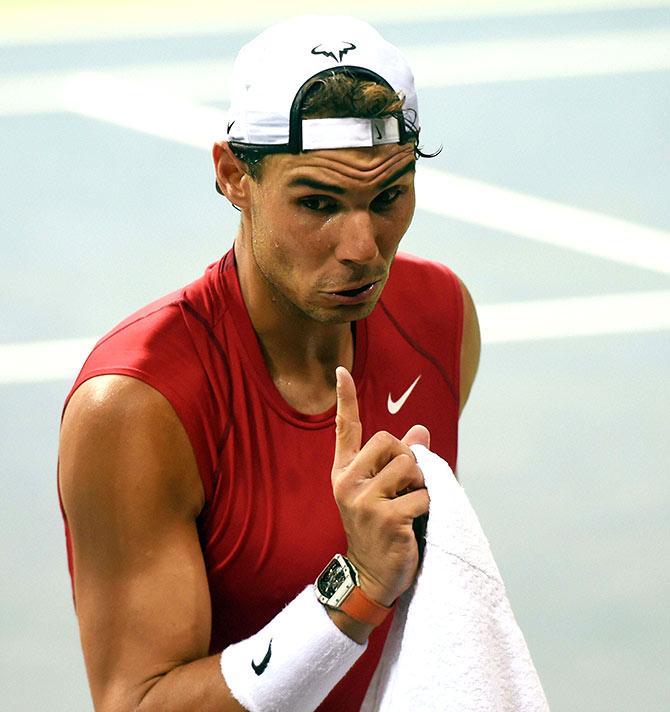 Nadal's intense training session ahead of India tie - Rediff.com Sports