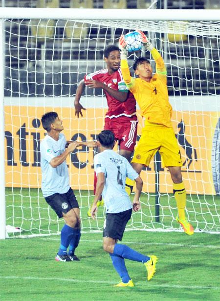 Action from the AFC U-16 match between India and UAE  in Margao on Thursday