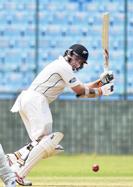 New Zealands Thomas William Maxwell Latham plays a shot during the practice match against Mumbai at Ferozshah Kotla in New Delhi on Friday