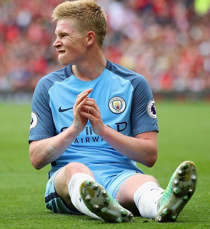 Kevin De Bruyne of Manchester City celebrates 