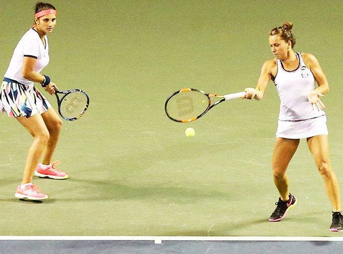 Sania Mirza and her doubles partner Czech Republic's Barbora Strycova