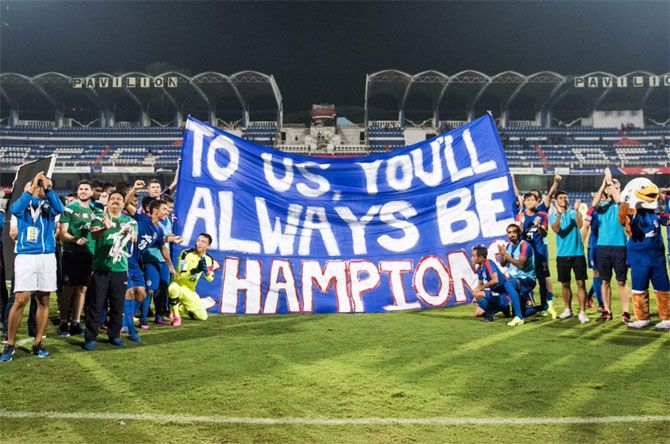 Fans of Bengaluru FC give a special shout out to the team on Saturday