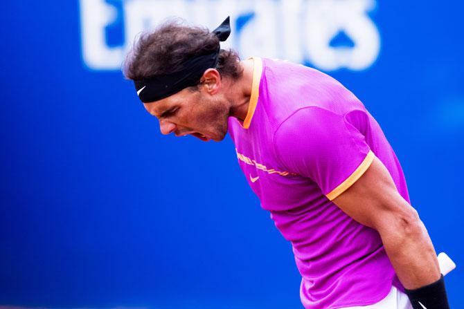 Spain's Rafael Nadal celebrates his victory against Argentina's Horacio Zeballos during their Barcelona Open semi-final on Saturday