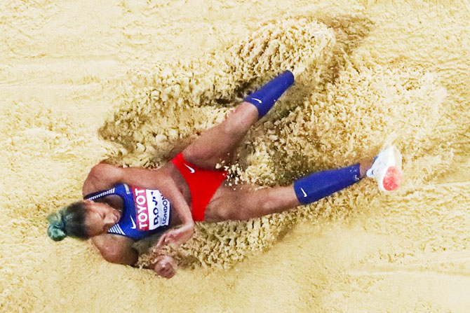 Yulimar Rojas of Venezuela competes in the women’s triple jump final on Monday