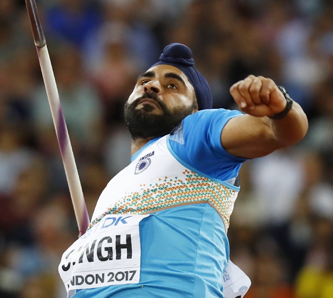 Davinder Singh Kang of India competes during the World Championships in London last month