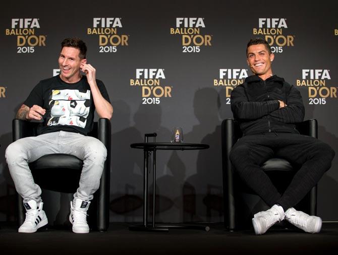 Both, Lionel Messi (left) and Cristiano Ronaldo, have won the prestigious Ballon D'Or five times each