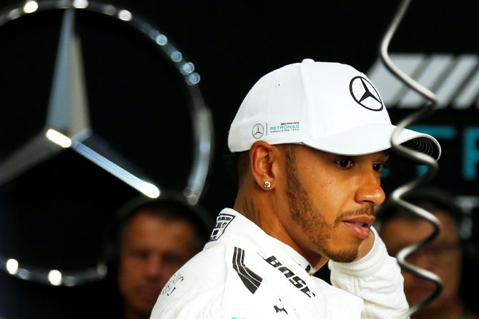 Mercedes' Lewis Hamilton during practice at the Belgian F1 Grand Prix at Spa-Francorchamps, Belgium on Friday