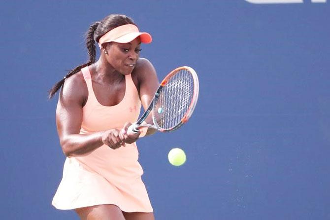 Sloane Stephens plays a return against Roberta Vinci