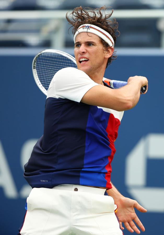 Austria's Dominic Thiem in action against Australia's Alex de Minaur