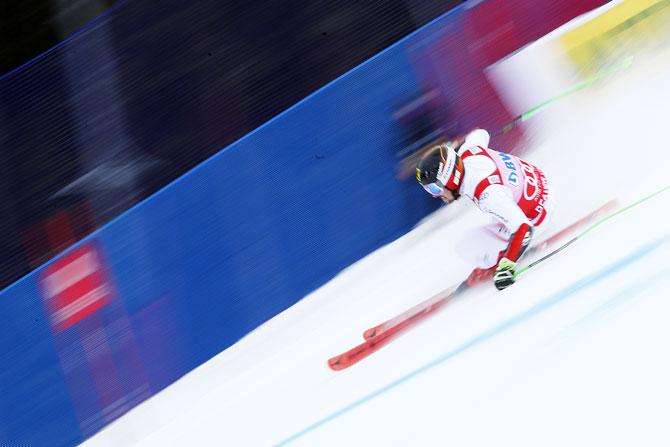 Austria’s Marcel Hirscher takes 1st place during the Audi FIS Alpine Ski World Cup Men's Giant Slalom in Beaver Creek, Colorado, on Sunday