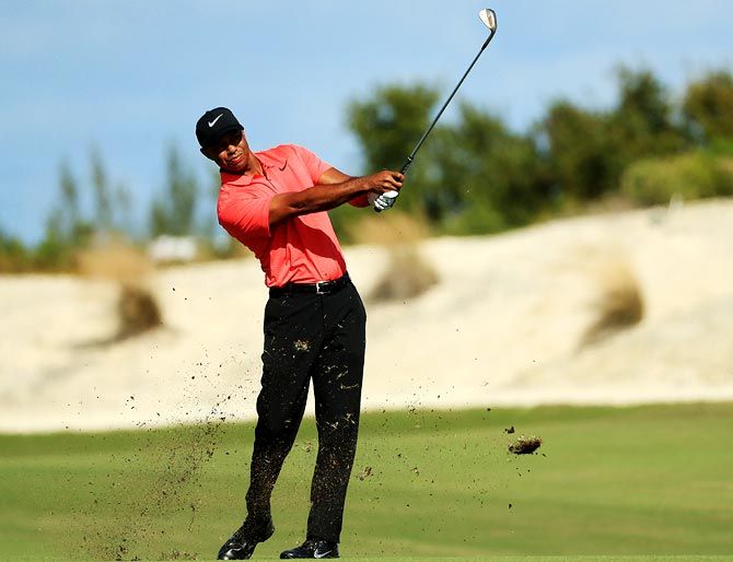 Tiger Woods during the final round of the Hero World Challenge, December 2017. Photograph: Mike Ehrmann/Getty Images