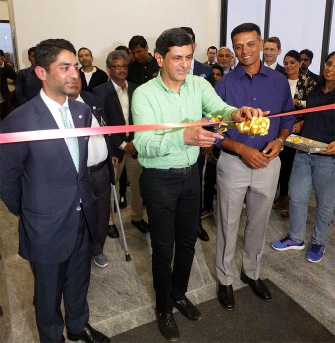 Badminton great Prakash Padukone and cricket legend Rahul Dravid inaugurate the SAI-Abhinav Bindra Targeting Performance Centre in Bengaluru on Saturday