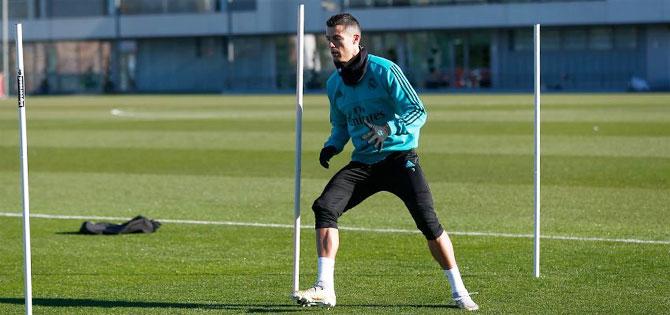 Cristiano Ronaldo at a Real Madrid training session on Thursday