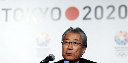 Japan Olympic Committee President Tsunekazu Takeda speaks during a news conference 