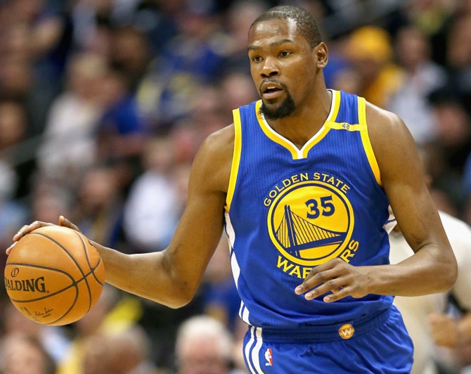 Kevin Durant of the Golden State Warriors in action