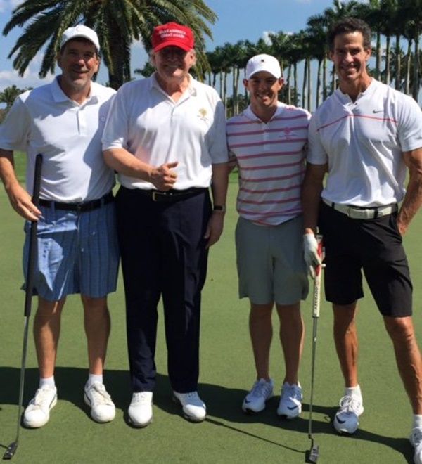 Rory McIlroy tuned-up with a round of golf with US President Donald Trump in south Florida in April 2017. The world's top-ranked golfer faced fierce criticism for playing with Trump shortly after the Republican president's inauguration in 2017, but said the interaction was not an endorsement.