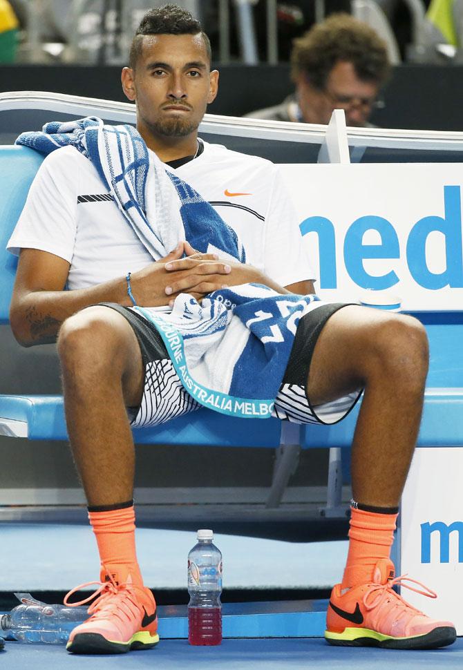 Australia's Nick Kyrgios looks on during his second round match against Italy's Andreas Seppi on day three of the 2017 Australian Open at Melbourne Park on Wednesday