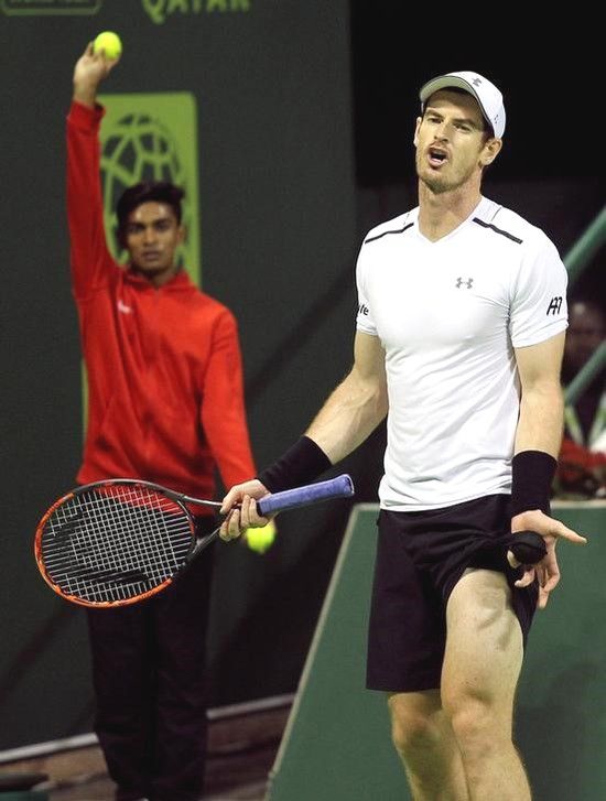 Andy Murray reacts during the Qatar Open final