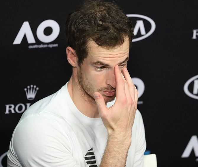 Andy Murray of Great Britain speaks to the media 