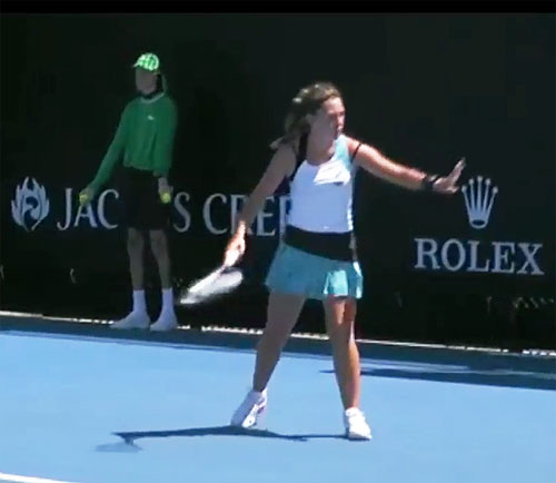 A video grab shows Maria Vittoria Viviani apologising to the ball kid