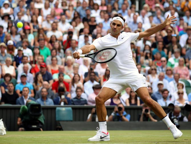 Roger Federer in action