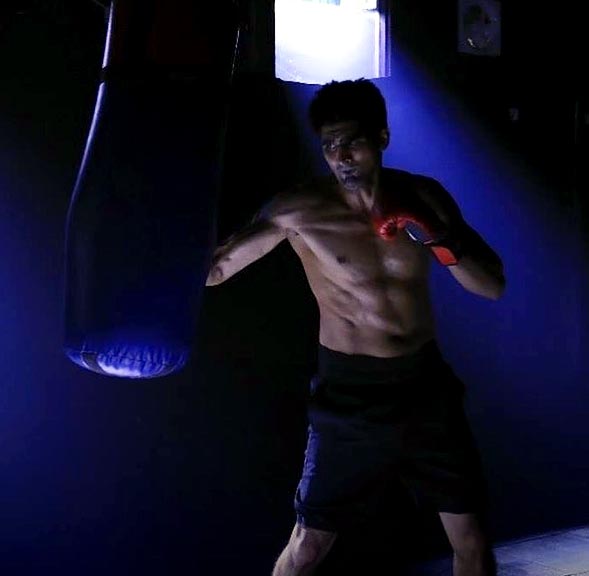 Vijender Singh during a training session