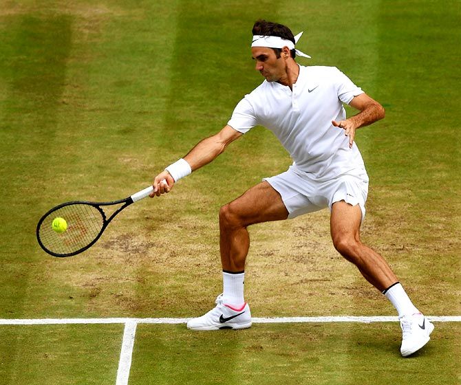 Roger Federer in action during the Wimbledon final