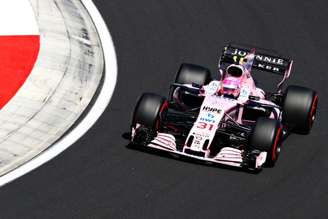 Esteban Ocon of France driving the (31) Sahara Force India F1 Team VJM10 on track