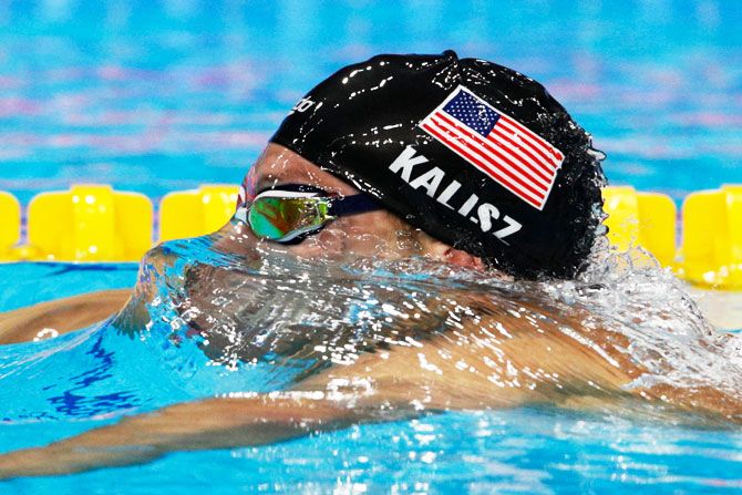 Chase Kalisz of the United States competes during the Men's 400m Individual Medley Final on Sunday