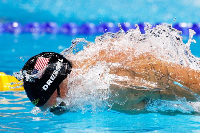 Caeleb Remel Dressel of The United States competes during the Men's 4x100m Medley Relay Final at the Budapest 2017 FINA World Championships on in Budapest, Hungary, on Sunday