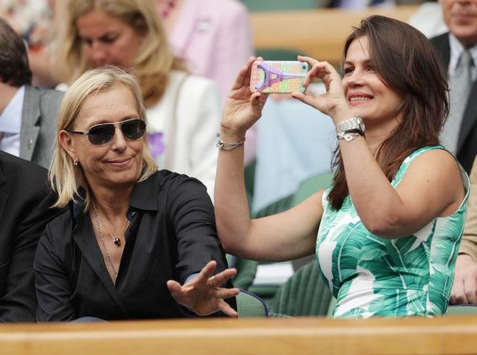 Former Wimbledon champion Martina Navratilova with her wife Julia