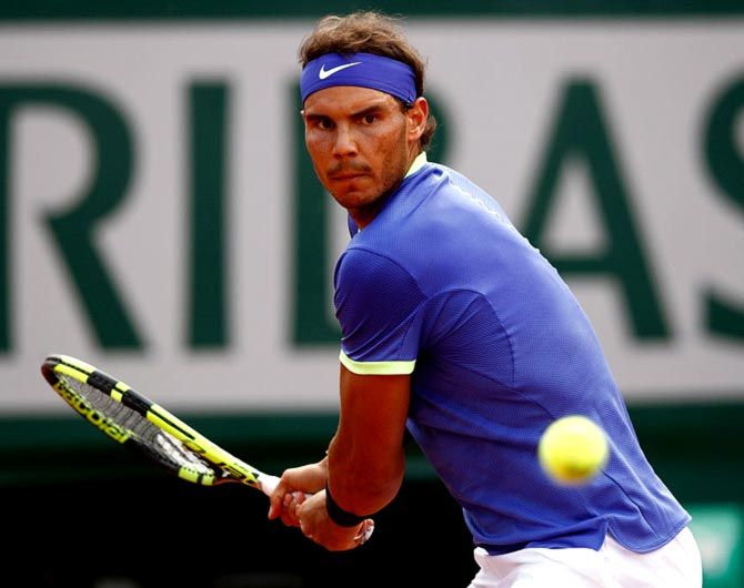 Rafael Nadal in action during his second round match against Robin Haase