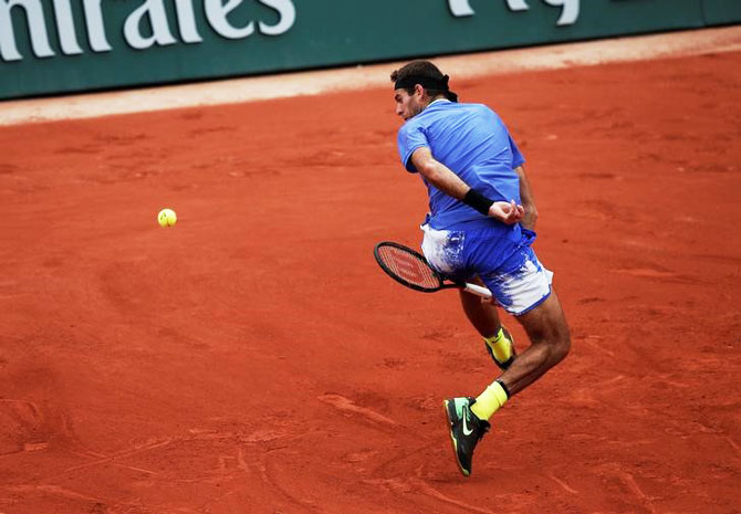 Argentina's Juan Martin Del Potro in action during his third round match against Great Britain's Andy Murray