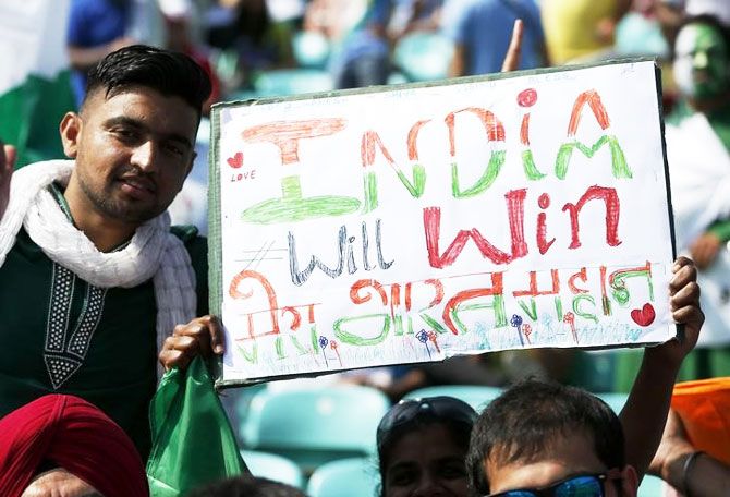 India fans before the match at the Oval in London on Sunday