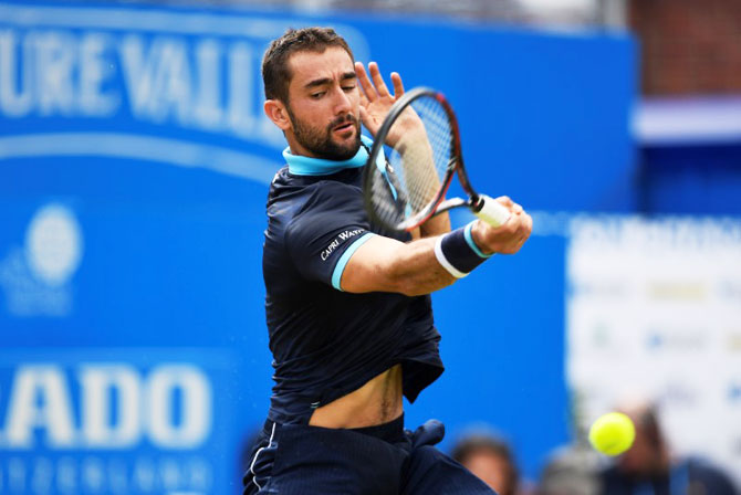 Croatia's Marin Cilic in action during his second round match against USA's Stefan Kozlov during the Aegon Championships at Queen's Club in London on Thursday