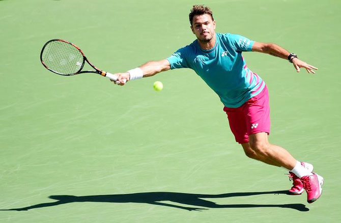 Stan Wawrinka in action his semi-final match against Pablo Carreno Busta.